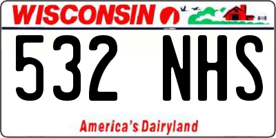WI license plate 532NHS
