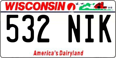WI license plate 532NIK