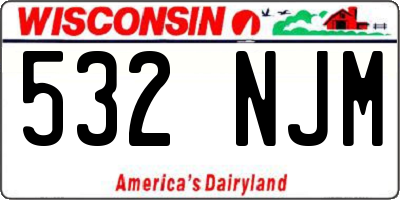 WI license plate 532NJM