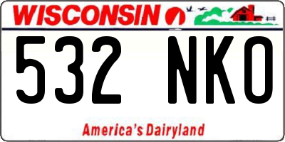 WI license plate 532NKO