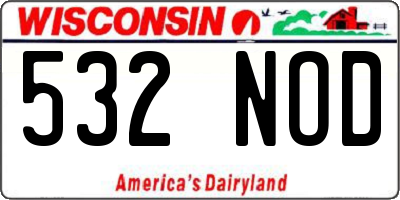 WI license plate 532NOD