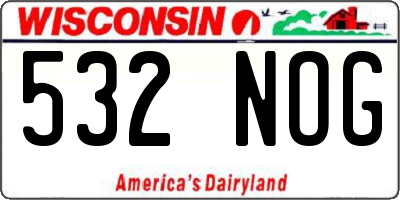 WI license plate 532NOG