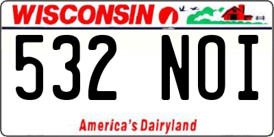 WI license plate 532NOI