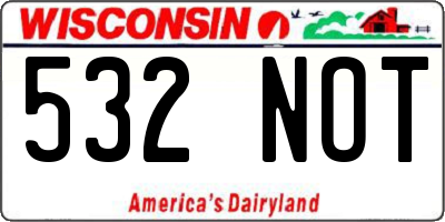 WI license plate 532NOT