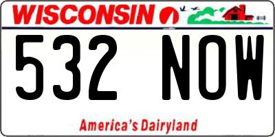 WI license plate 532NOW