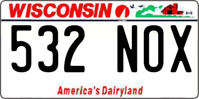 WI license plate 532NOX
