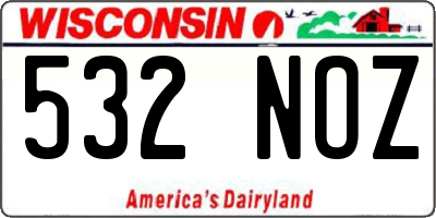 WI license plate 532NOZ