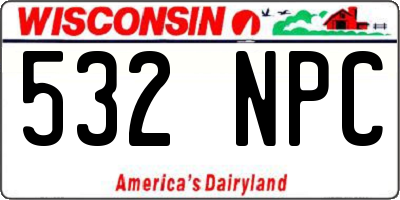 WI license plate 532NPC