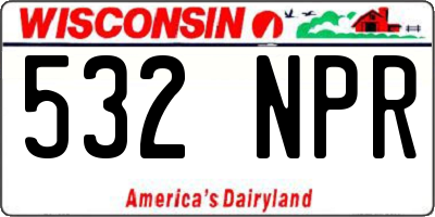 WI license plate 532NPR