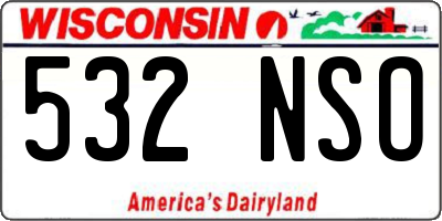 WI license plate 532NSO