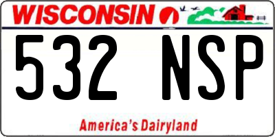 WI license plate 532NSP