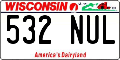 WI license plate 532NUL