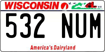 WI license plate 532NUM