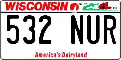 WI license plate 532NUR