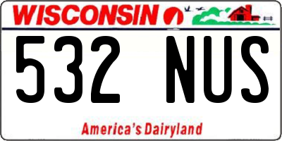 WI license plate 532NUS