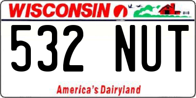WI license plate 532NUT