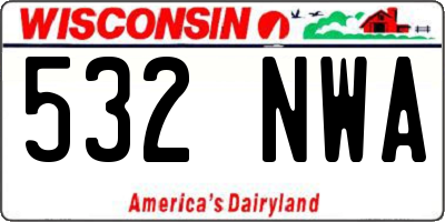 WI license plate 532NWA