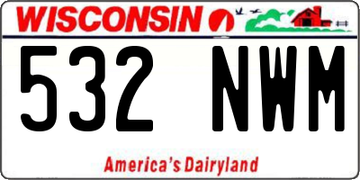WI license plate 532NWM