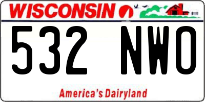 WI license plate 532NWO