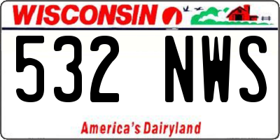 WI license plate 532NWS