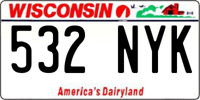 WI license plate 532NYK