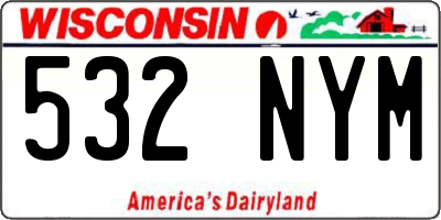 WI license plate 532NYM