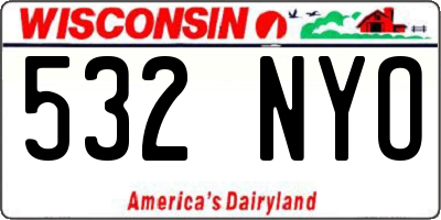 WI license plate 532NYO