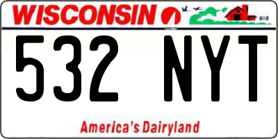WI license plate 532NYT