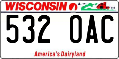 WI license plate 532OAC
