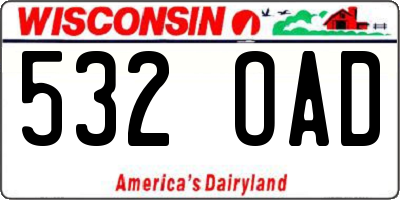 WI license plate 532OAD