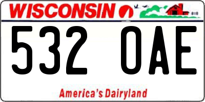 WI license plate 532OAE