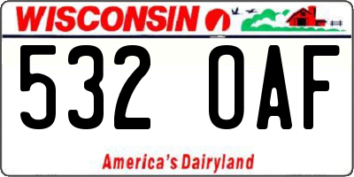 WI license plate 532OAF