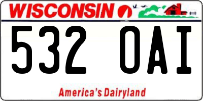 WI license plate 532OAI