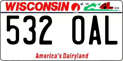 WI license plate 532OAL