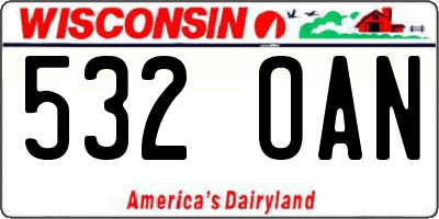 WI license plate 532OAN