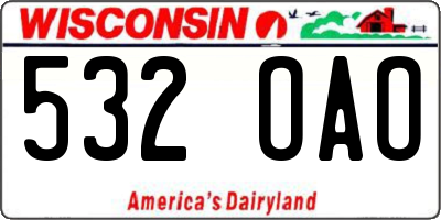 WI license plate 532OAO