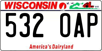WI license plate 532OAP
