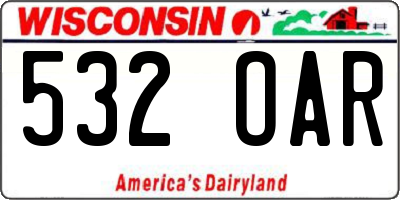 WI license plate 532OAR