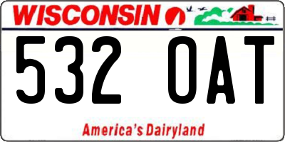 WI license plate 532OAT
