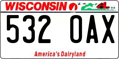 WI license plate 532OAX