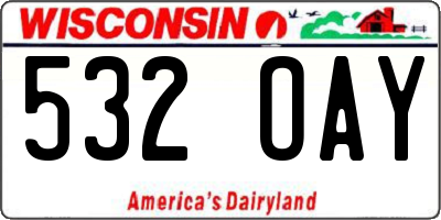 WI license plate 532OAY