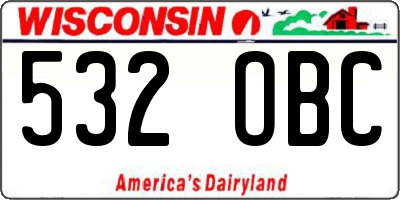 WI license plate 532OBC
