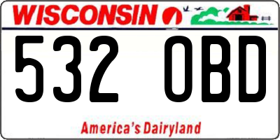 WI license plate 532OBD