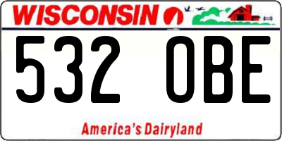 WI license plate 532OBE