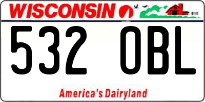 WI license plate 532OBL