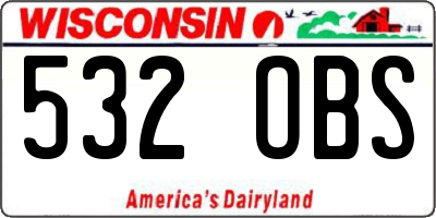 WI license plate 532OBS
