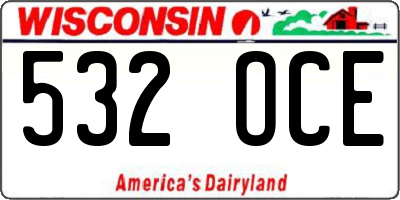 WI license plate 532OCE