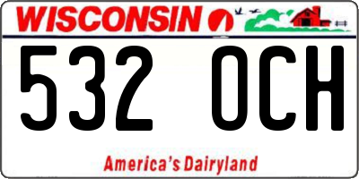 WI license plate 532OCH