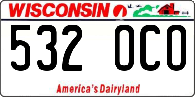 WI license plate 532OCO