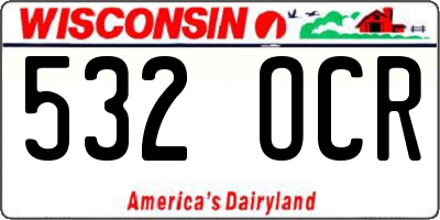 WI license plate 532OCR
